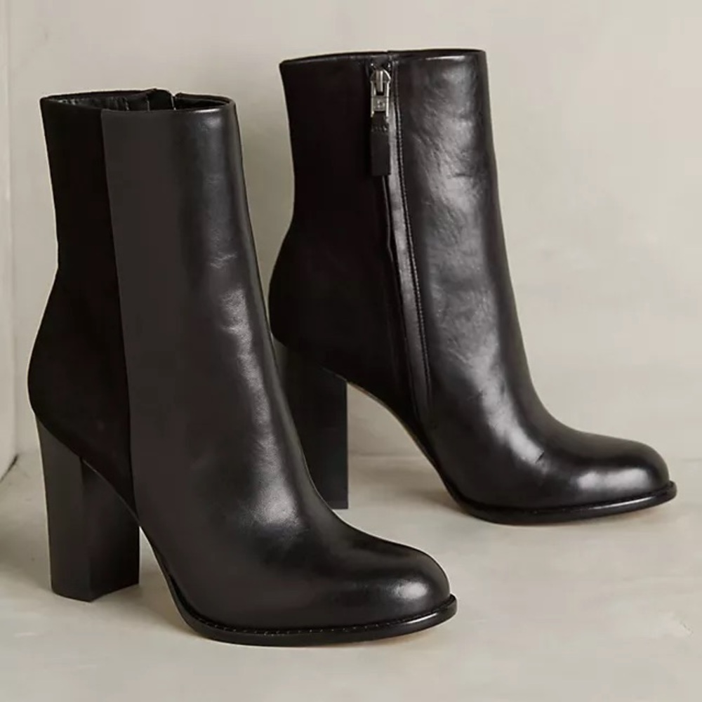 Sam Edelman Black Leather Block Heel Ankle Boots